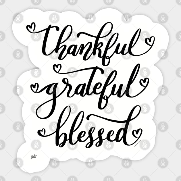 Thankful Grateful Blessed Hand Lettered Hearts Script Sticker by DoubleBrush